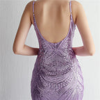 Women's Sequined Floor-Length Mermaid Evening Dress