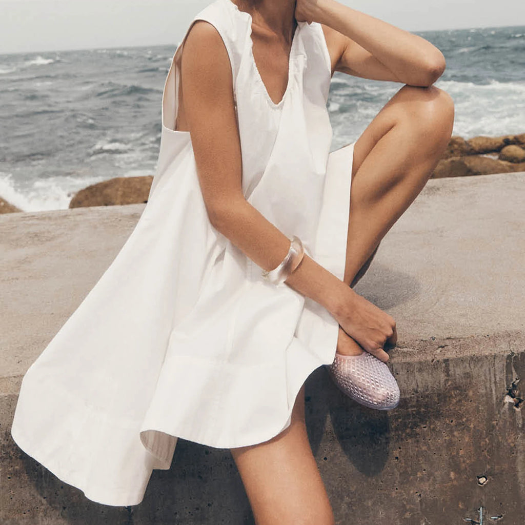 Bubble Babydoll Dress for Women Sleeveless Ruched U Neck Tank Mini Dresses with Pockets Casual Summer Puffy Dress