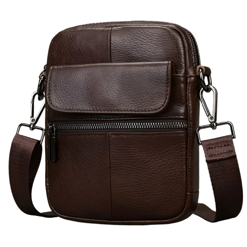 Casual Cowhide Men’s Crossbody Small Shoulder Bag for Phones - VacationGrabs