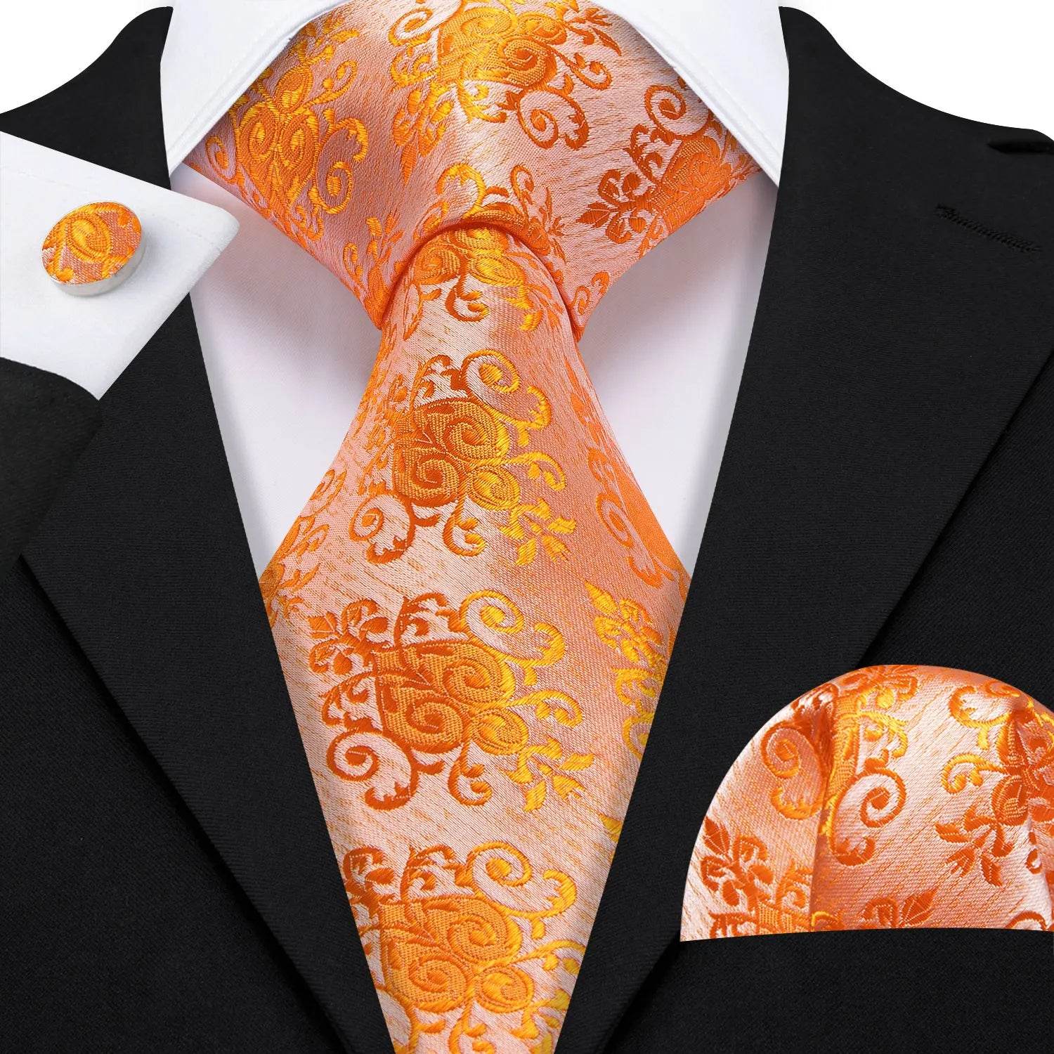 Floral Jacquard Silk Tie Set for Men - VacationGrabs
