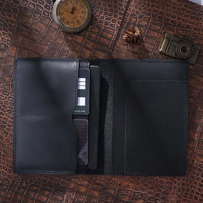 Genuine Leather Passport Holder - Vintage Travel Wallet, Handmade, RFID Blocking Cover