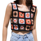 Granny Square Boho Crochet Knit Crop Top - VacationGrabs