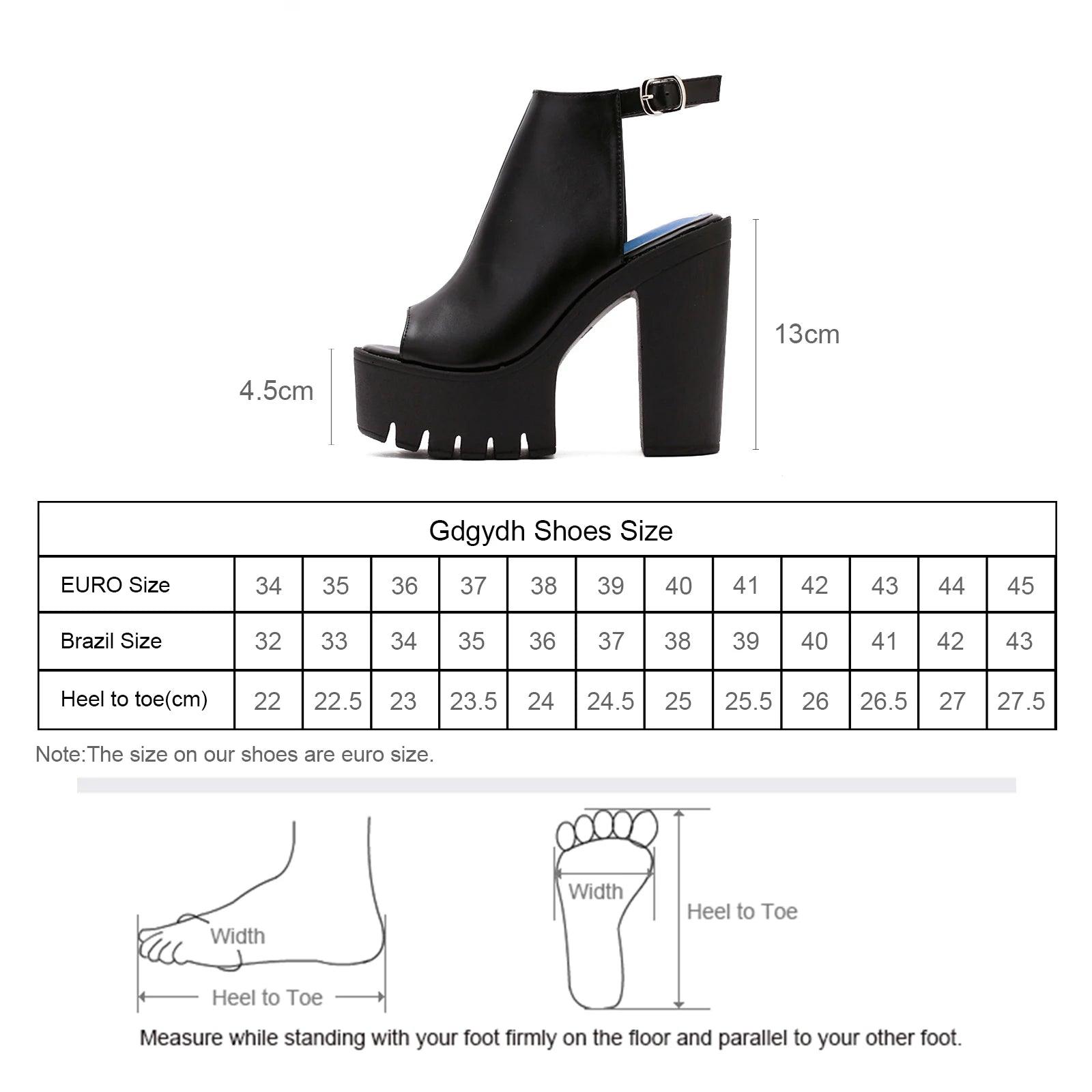 Women's Shoes - Heels Platform Block High Heels Black Peep Toe Slingbacks