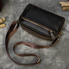 Genuine Leather Clutch Bag for Men Crazy Horse Leather Day Clutch with Wrist Strap - VacationGrabs
