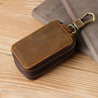 Crazy Horse Leather Double Zipper Key Chain Bag for Car/Home Keys - VacationGrabs