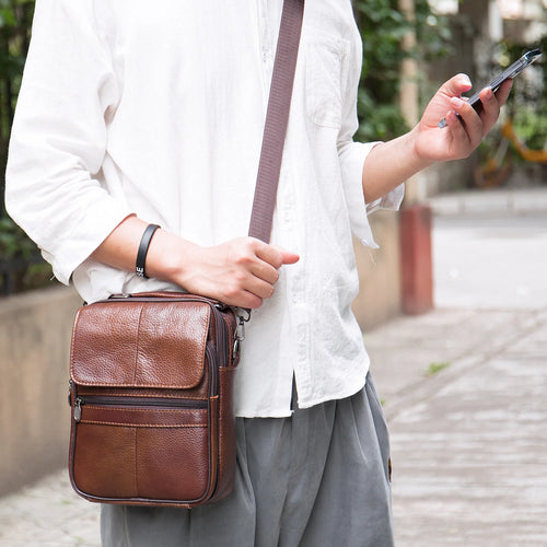 Men's 7.9" iPad Shoulder Bag Soft Leather Crossbody