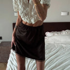 VacationGrabs Women Sexy High Waist Satin Mini Skirt White Red Chic Streetwear Summer Elastic Waist Slim Skirt Hot Girls Casual Simple