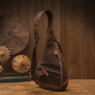 Designer Leather Shoulder Bag Crazy Horse Leather Sling Bag - VacationGrabs