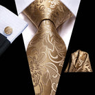 Gold & Beige Silk Tie Set for Men - VacationGrabs