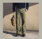 Red Tornado Army Fatigue Pants Cotton Sateen High Rise Casual Trousers Relaxed Fit