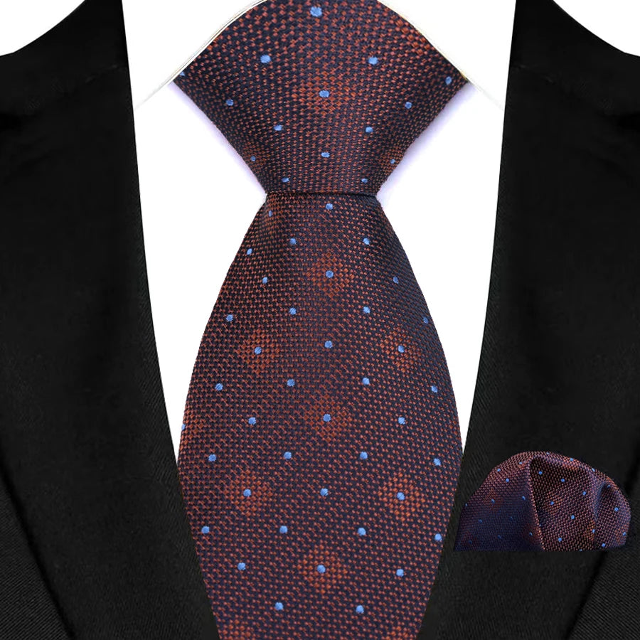 Men Tie Hankerchief Set Plaid & Checks 8CM Necktie Pocket Square Cravat for Male Wedding Party Business Gift Accessories