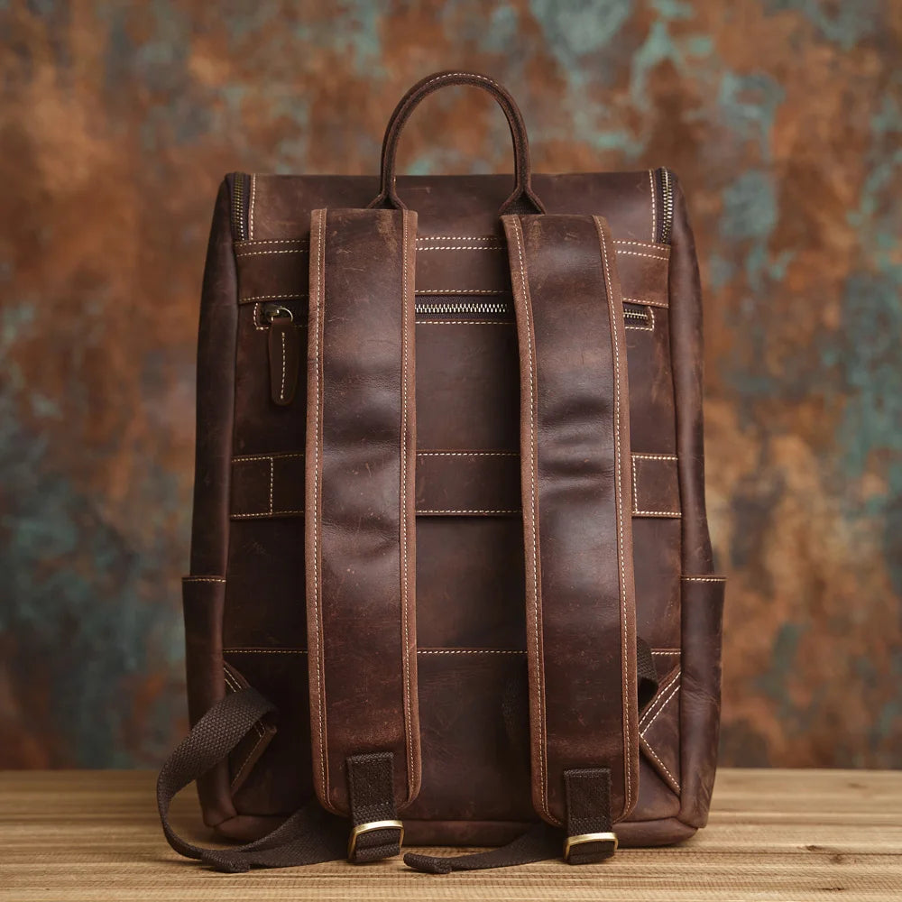 Genuine Leather Travel Backpack for Men - Laptop Bag
