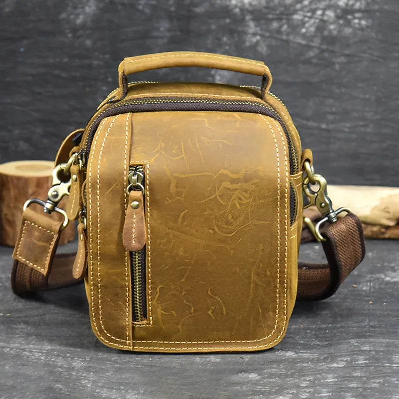 Super Quality Men’s Mini Shoulder Bag Genuine Leather Phone Pouch - VacationGrabs