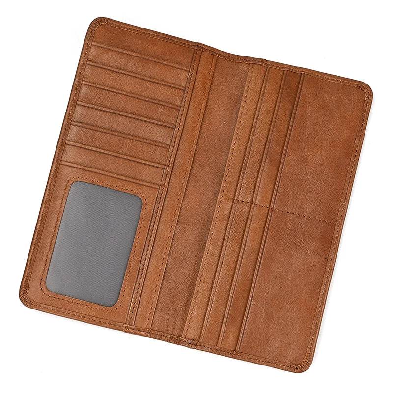 Casual Men’s Long Wallet with Mobile Phone Card Holder Natural Cow Skin - VacationGrabs