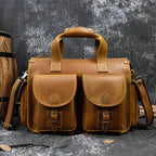 Top Grade Men’s Leather Briefcase with Shoulder Strap Handbag - VacationGrabs