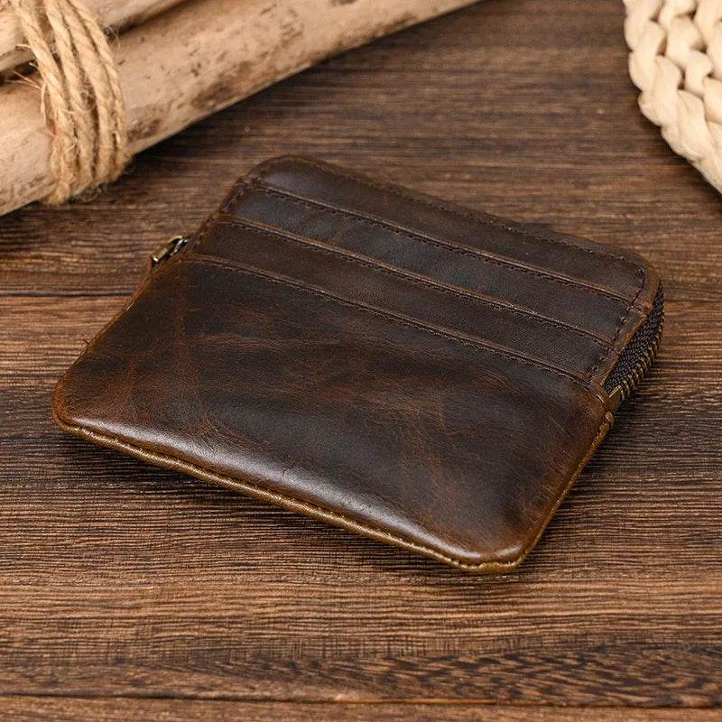 Mini Coin Purse Wallet Genuine Leather for Men & Women Zippered - VacationGrabs