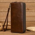 Luxury Double Zipper Leather Wallet for Men & Women with Coin Pouch - VacationGrabs