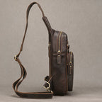 Retro Crazy Horse Leather Sling Bag for Men – Cowhide Chest Pack