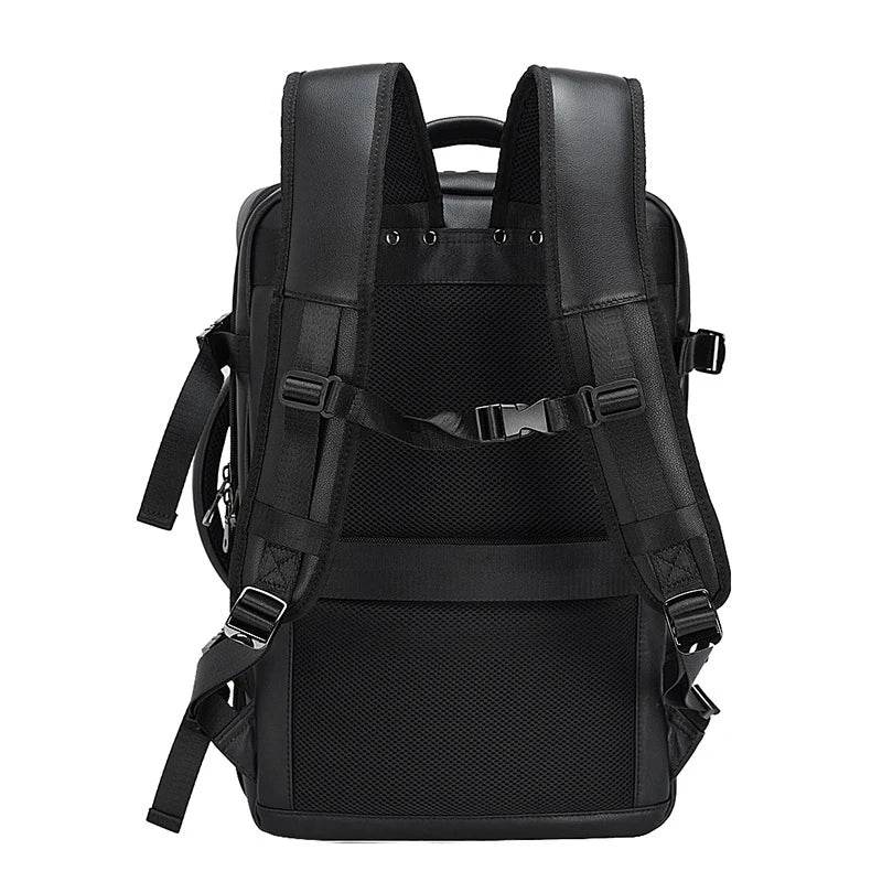 Double Layer Leather Backpack for Men Large Capacity USB Charging - VacationGrabs