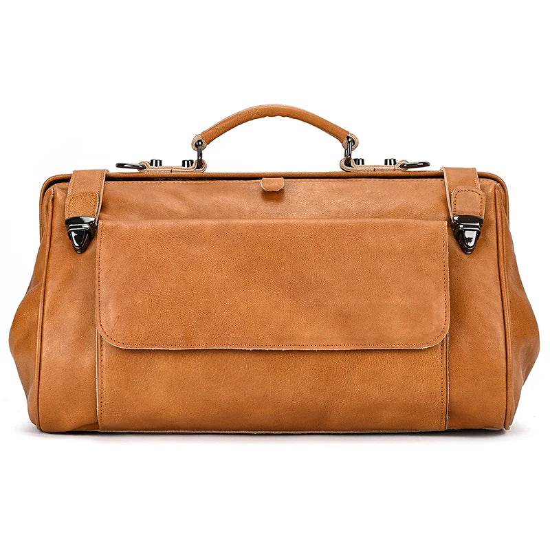 Fashionable Men’s Tote Weekender Bag Leather Travel Luggage - VacationGrabs
