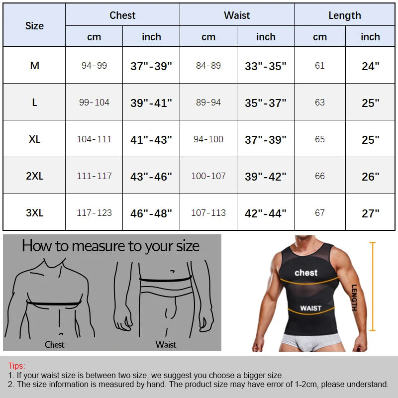Mens Compression Shirts Body Shaper Slimming Undershirt Tank Tops  Sleeveless Workout Tummy Control Shapewear Vest