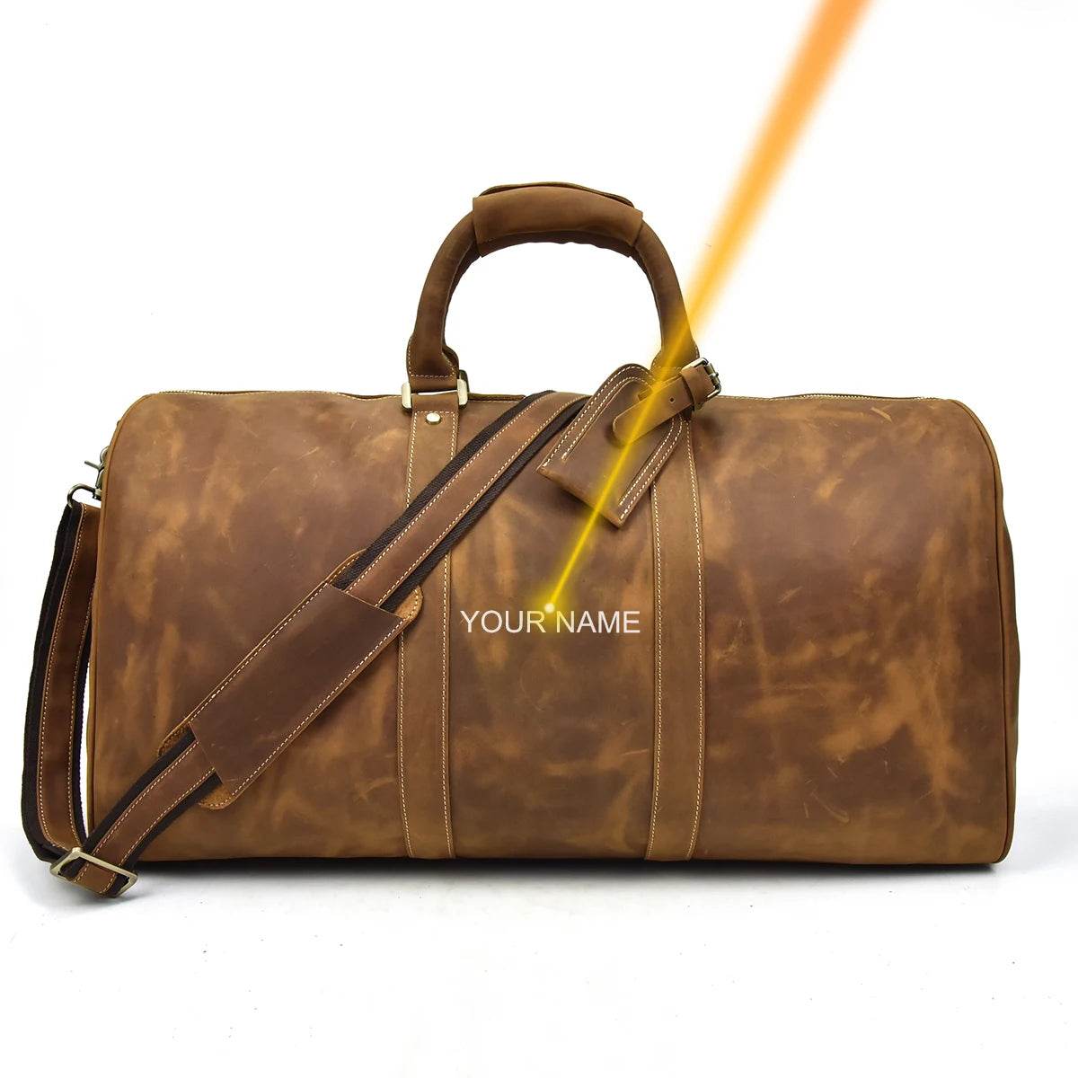 Vintage Leather Weekender Bag Genuine Leather Travel Overnight - VacationGrabs