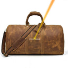 Vintage Leather Weekender Bag Genuine Leather Travel Overnight - VacationGrabs