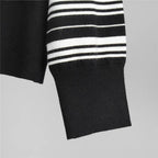 VacationGrabs Striped Sweater Women Long Sleeve Button Front Pullover Casual Crew Neck Tops Pullover Sweatshirt Fall Winter Outwear
