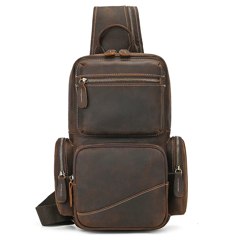 Genuine Leather Vintage Sling Bag for Men | Chest Pack