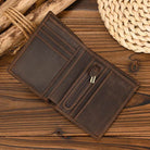 Luxury Bifold Leather Wallet for Men Slim Purse Cowhide with Coins Pocket - VacationGrabs