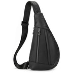 Men's Genuine Leather Chest Sling Bag – Coffee Brown