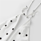 VacationGrabs Women’s Satin Halter Tank Tops Summer Fashionable Dot Print Cowl Neck Backless