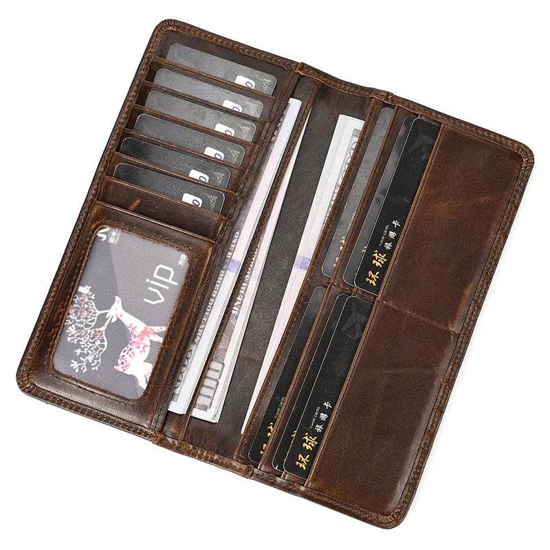 Casual Men’s Long Wallet with Mobile Phone Card Holder Natural Cow Skin - VacationGrabs