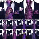 Purple Paisley Silk Tie Set for Men - VacationGrabs