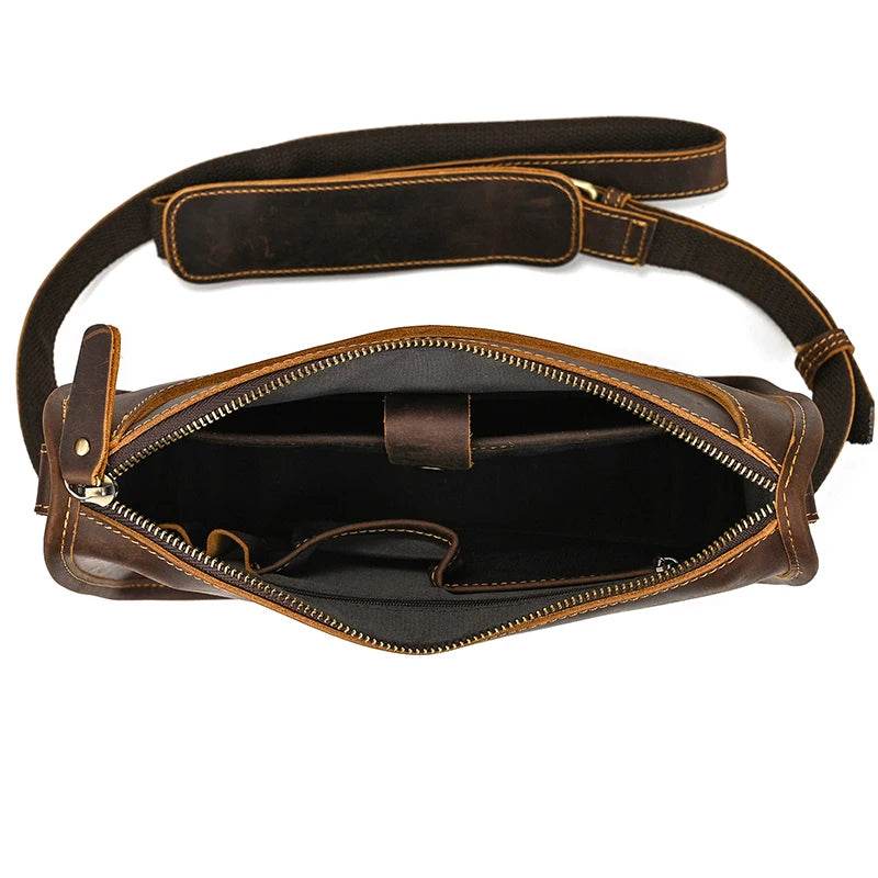 Casual Leather Crossbody Bag for Men – Multi-pocket iPad Sling - VacationGrabs