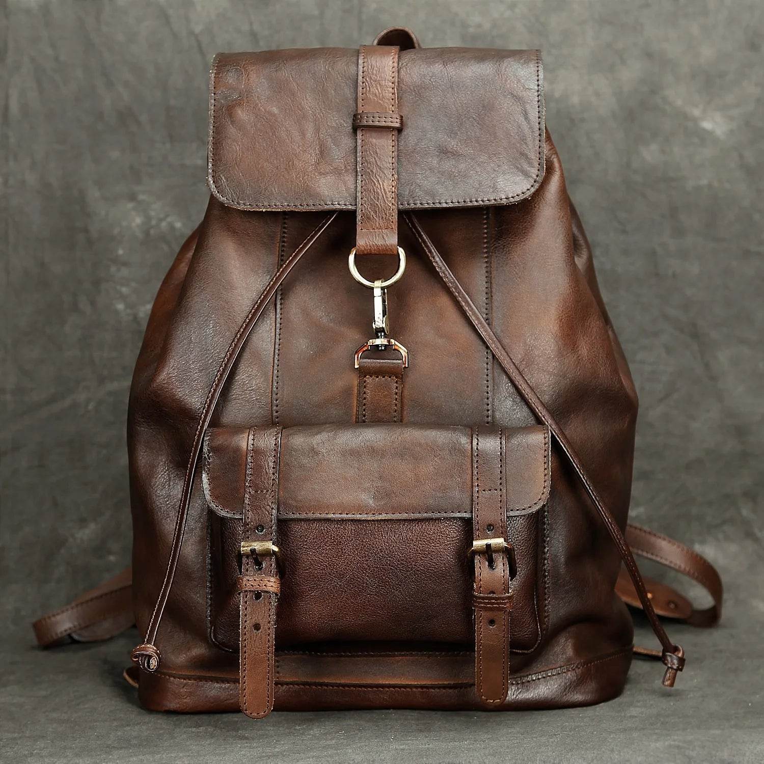 Luxury Designer Leather Backpack Real Cowskin Anti-Theft Bag - VacationGrabs
