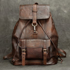 USB Charging Leather Backpack for Men 15.6" Laptop
