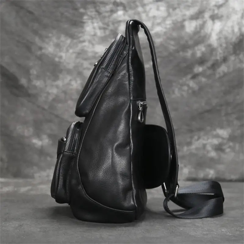 Men's Genuine Leather Sling Bag – Half Moon Chest Pack