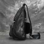 Men's Genuine Leather Sling Bag – Half Moon Chest Pack