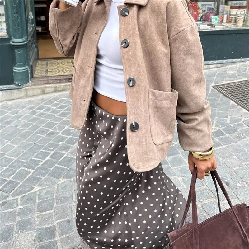 VacationGrabs Women Elegant Lace Satin Spliced Midi Skirts Sexy Dots Print High Waist Retro Casual Straight Midi Skirts Y2K Streetwear