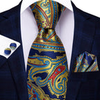 Multicolor Paisley 100% Silk Tie Sets for Men - VacationGrabs