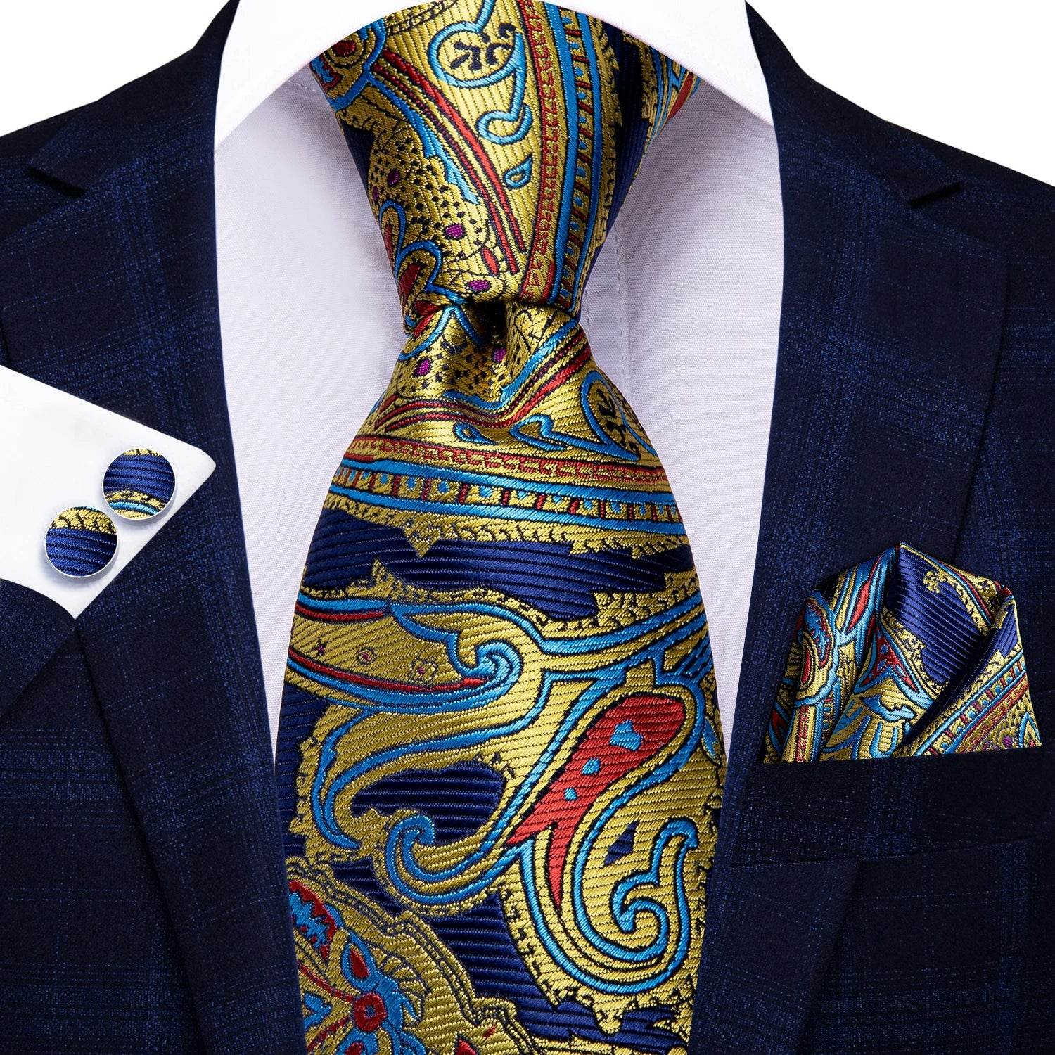 Multicolor Paisley 100% Silk Tie Sets for Men - VacationGrabs