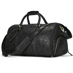 Vintage Leather Travel Duffle Bag With Shoe Pocket Weekend Bag - VacationGrabs