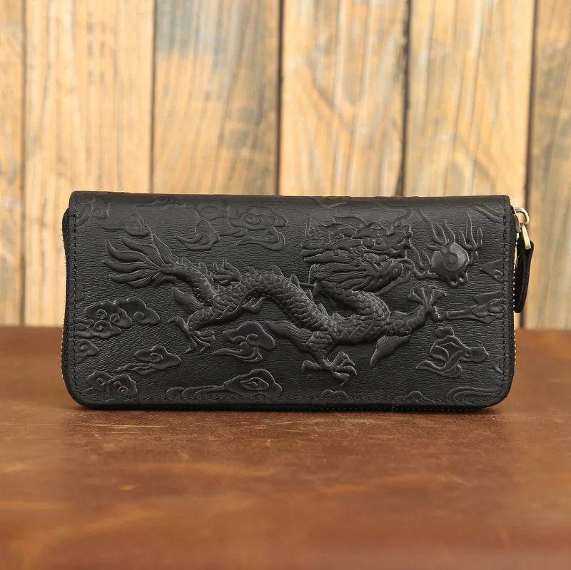 Luxury Men’s Leather Clutch Wallet Embossing Cowhide Long Purses - VacationGrabs