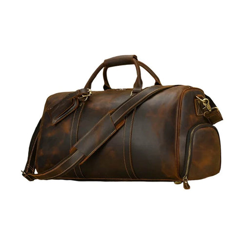Vintage Leather Travel Bag for Men Large Capacity Hand Luggage - VacationGrabs