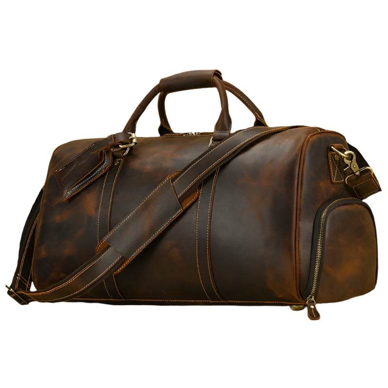 Vintage Leather Travel Bag for Men Large Capacity Hand Luggage - VacationGrabs