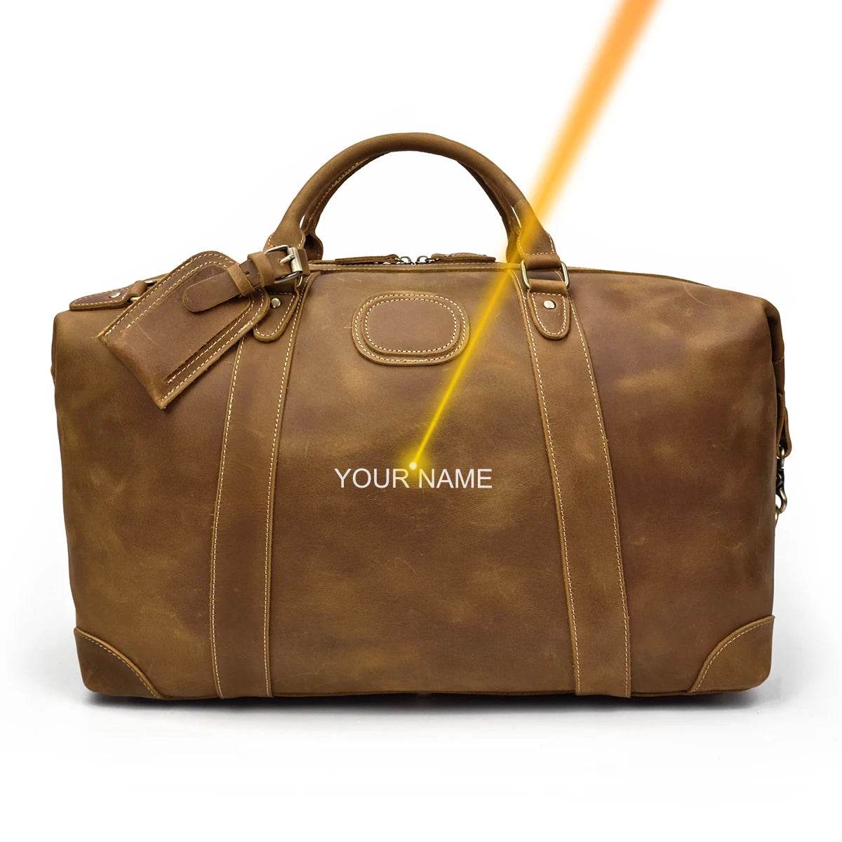 Business Leather Travel Bag Genuine Duffle for Airplane Luggage - VacationGrabs