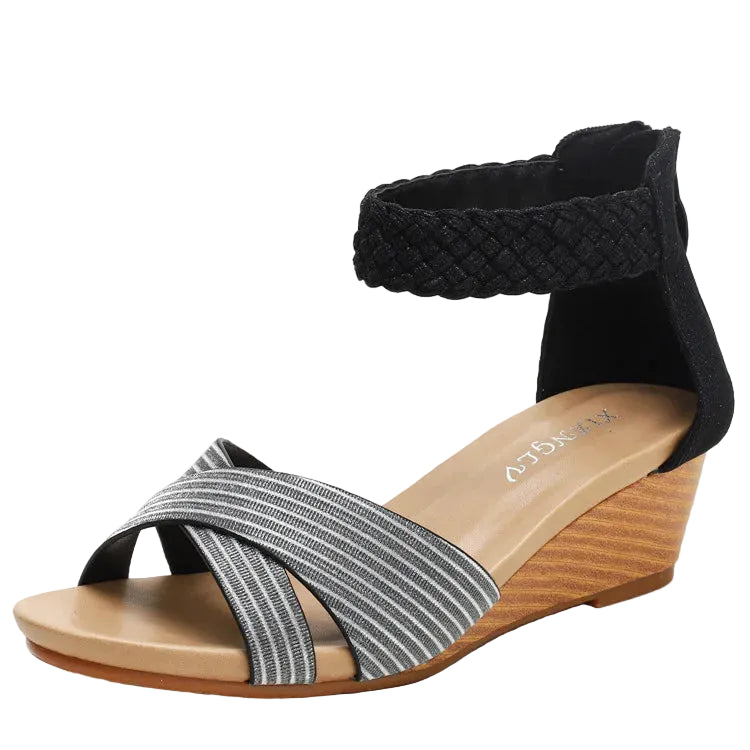 Women's Wedge Sandals with Stylish Striped Design