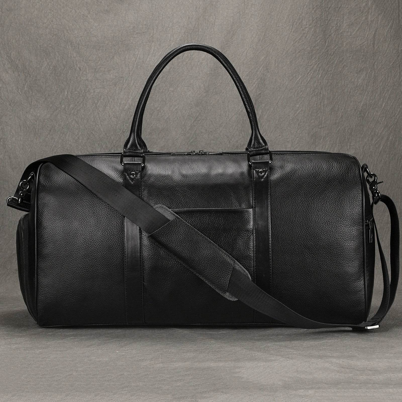 Large Capacity Men’s Genuine Leather Duffel for Travel and Fitness - VacationGrabs