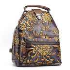 Floral Retro Leather Backpack - VacationGrabs
